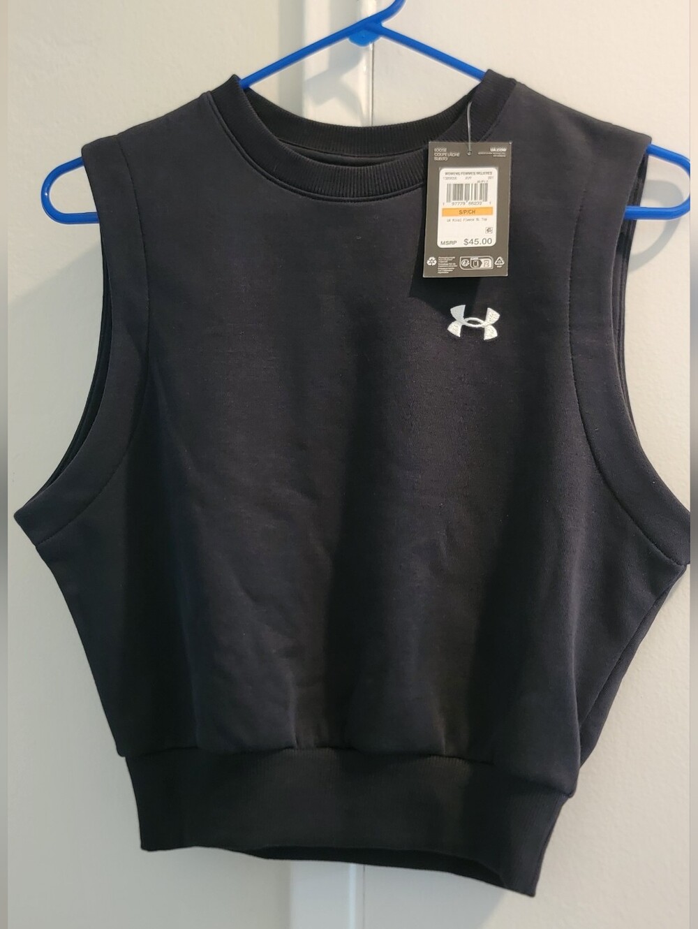 NWT Under Armour Women's Black Loose Rival Fleece Sleeveless Top S